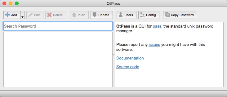 QtPass 1.1 : Main window