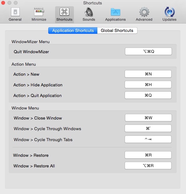 WindowMizer 4.4 : Configuring Hotkey Settings