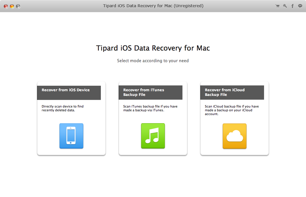 Tipard iOS Data Recovery for Mac 8.0 : Main window
