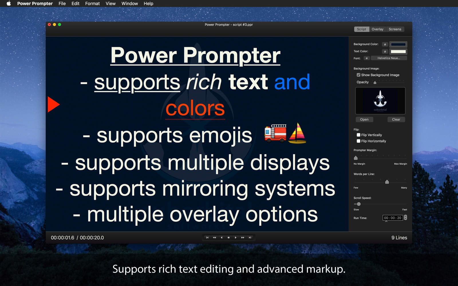 Power Prompter Express 1.3 : Main Window