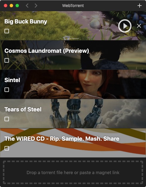 WebTorrent 0.2 : Main Screen
