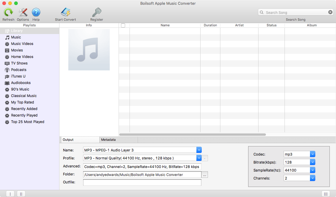 Boilsoft Apple Music Converter 2.2 : Main window