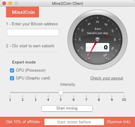 mine2coin 1.0 : Main Window