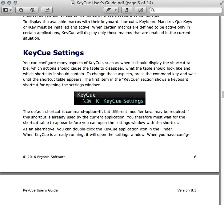 KeyCue 8.1 : Help Guide