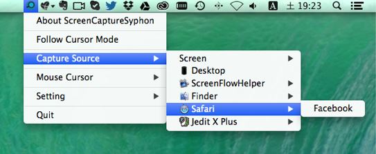 ScreenCaptureSyphon 1.1 : Main Window