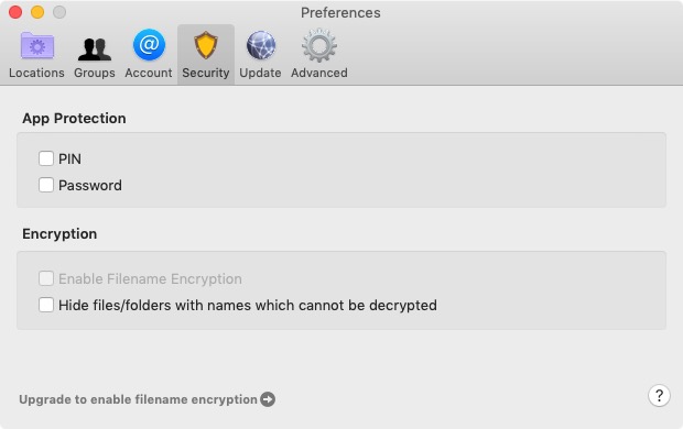 BoxCryptor 2.3 : Security Preferences 