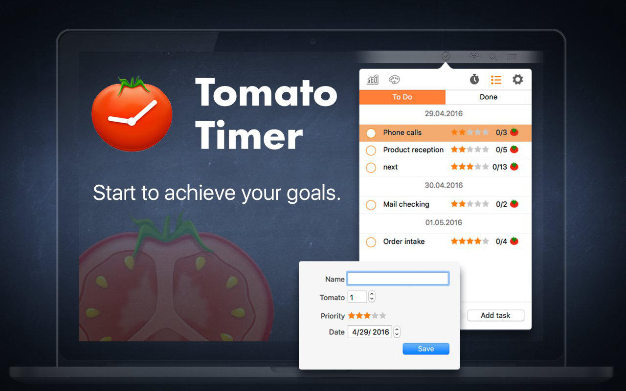 Tomato Timer - Improve Your Work Efficiency 1.0 : Main Window
