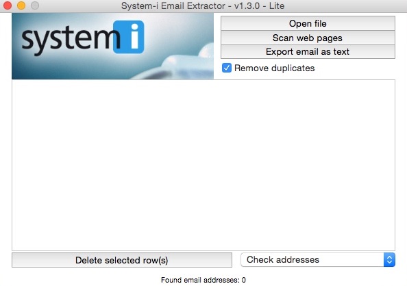 System-i Email Extractor 1.3 : Main Window