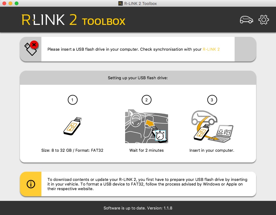 R-Link 2 Toolbox 1.1 : Main window