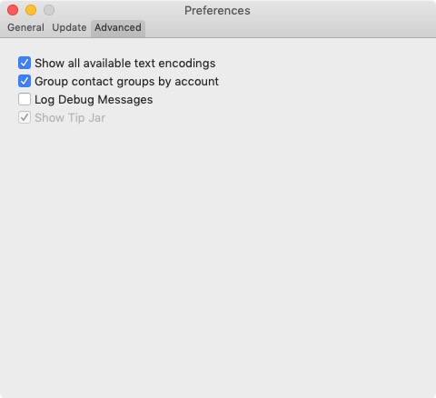 Exporter for Contacts 1.1 : Advanced Preferences 