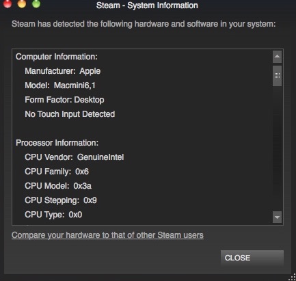 Steam 1.5 : Checking System Info