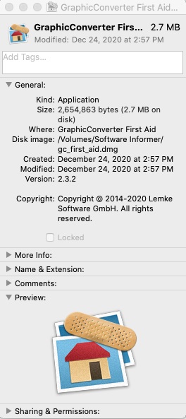 GraphicConverter First Aid 2.3 : About