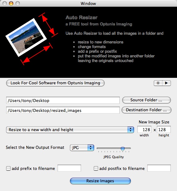 AutoResizer 1.0 : Main window