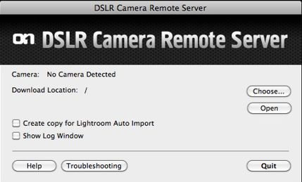 DSLR Camera Remote Server 1.0 : Program window