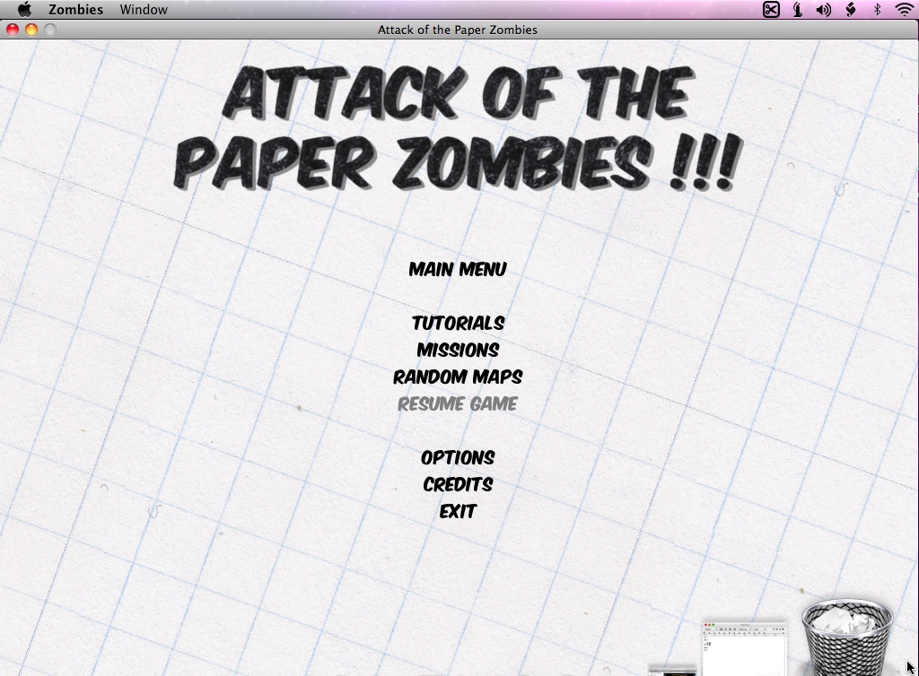 Attack of the Paper Zombies 1.2 : Main window 