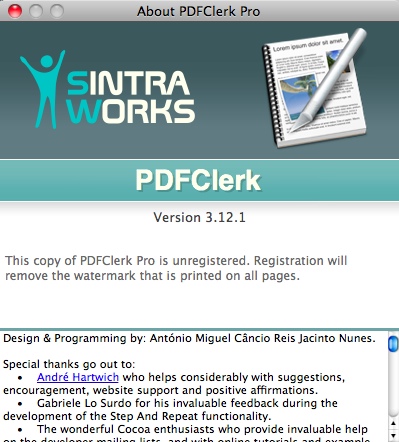 PDFClerk Pro 3.1 : About Window