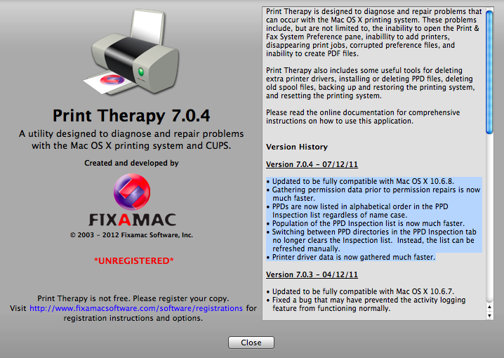 Print Therapy 7.0 : Program version