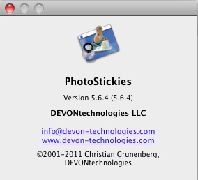PhotoStickies 5.6 : About