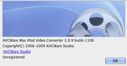AVCWare Mac iPod Video Converter 2.0 : About window