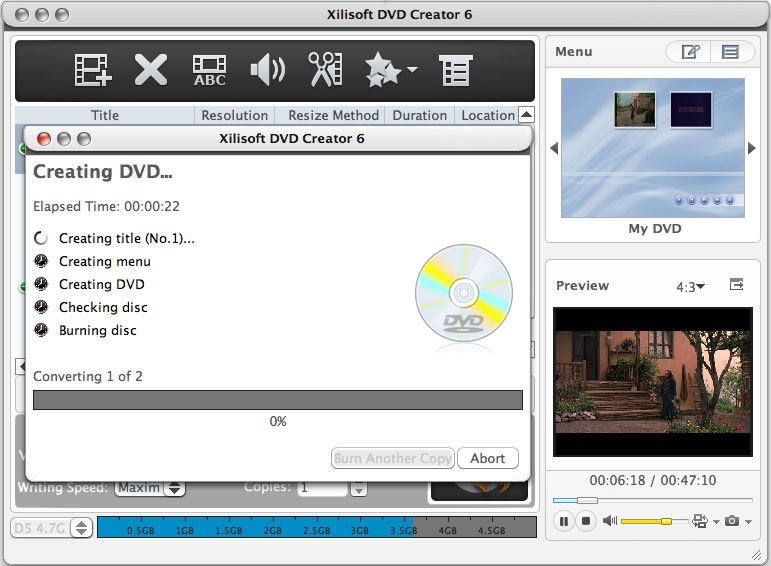 Xilisoft DVD Creator 6.1 : Main Window