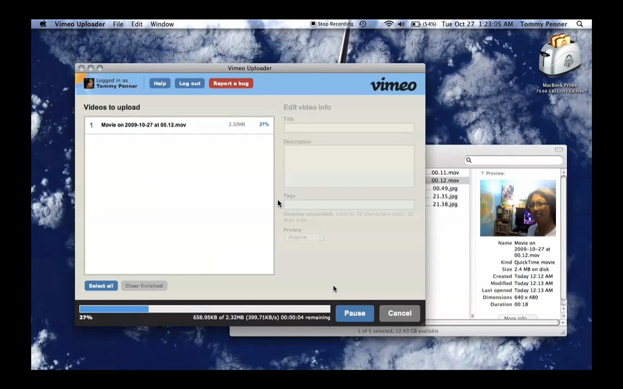 Vimeo Uploader : Main window