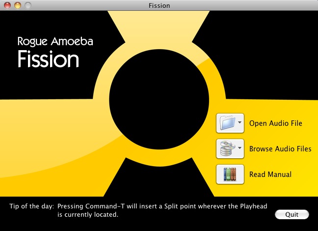 Fission 1.6 : Welcome screen