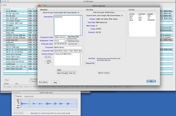 BWAVWriter List b7c 1.0 beta : Screenshot of the program.