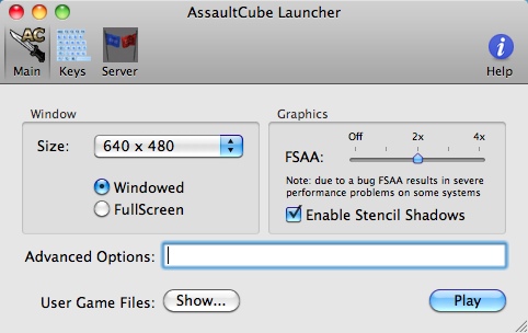 AssaultCube 1.1 : Launcher window