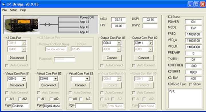 Elecraft K3 Utility 1.4 : Screenshot of the program.
