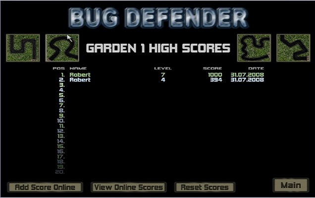 Bug Defender 2.0 : High Scores