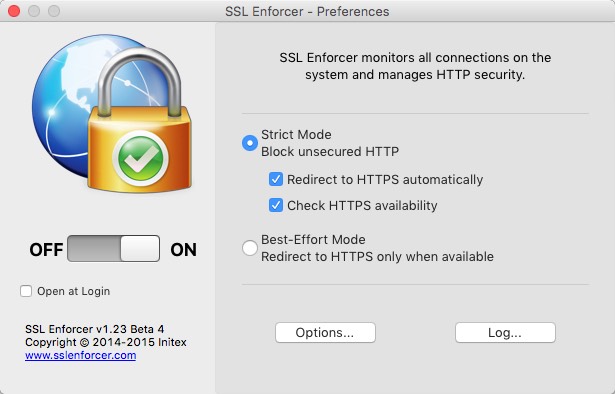 SSL Enforcer 1.2 beta : Main Window