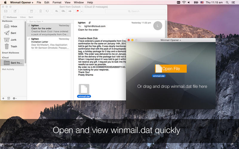 Winmail Opener + 1.1 : Main window