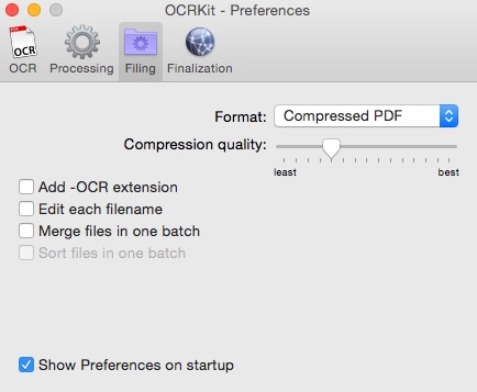OCRKit 16.9 : Configuring Filing Settings