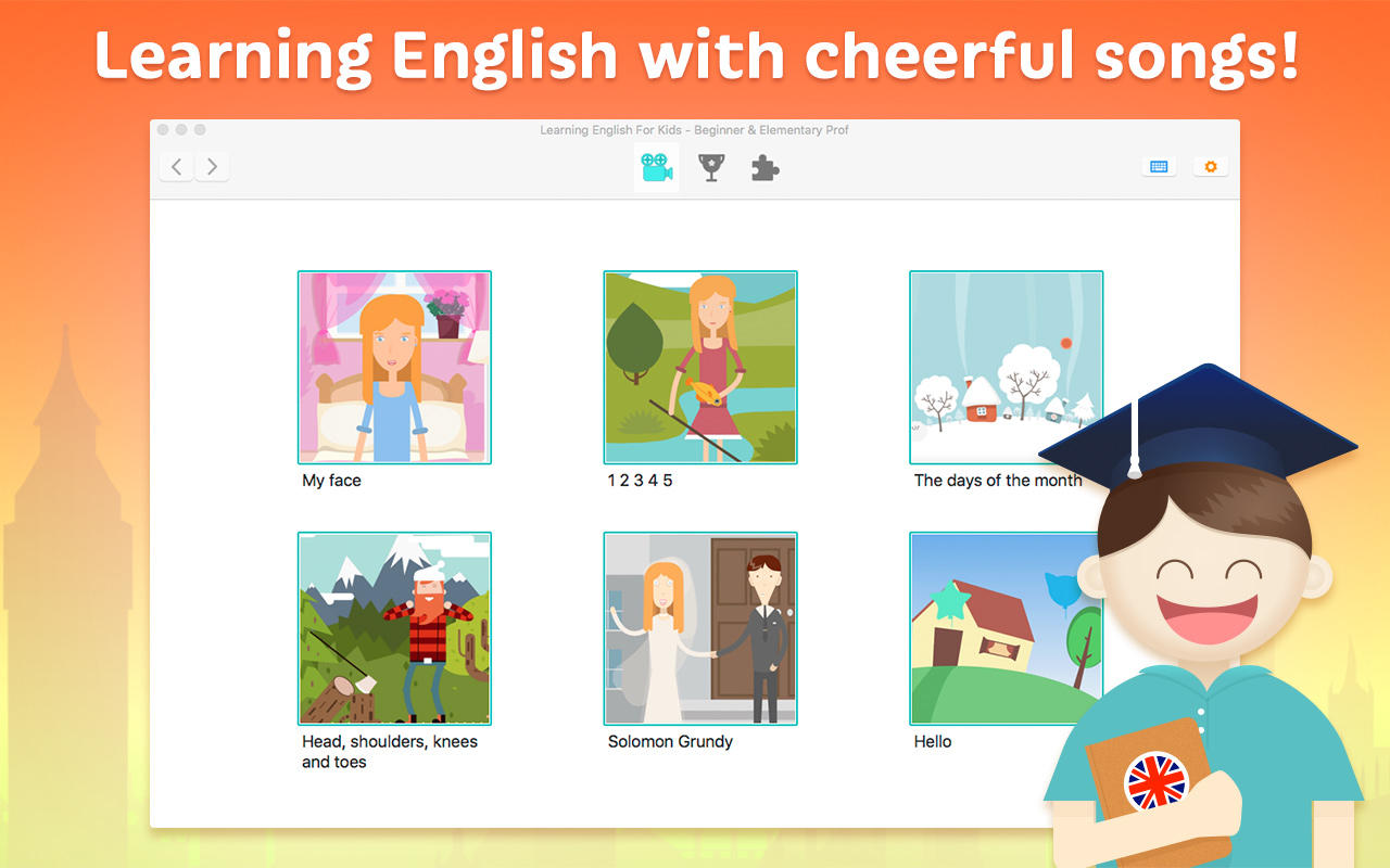 Learning English For Kids - Beginner & Elementary 1.0 : Main Window