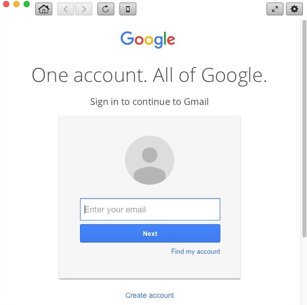 Go for Gmail 2.3 : Log In Window