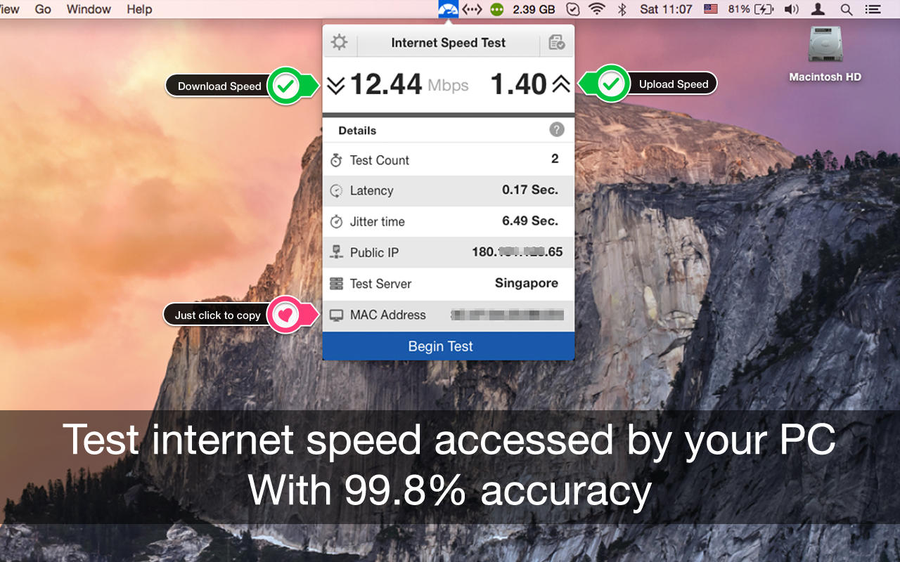 Internet Speed Test App 1.0 : Main Window