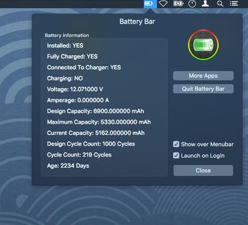 Battery Bar 1.0 : Main window