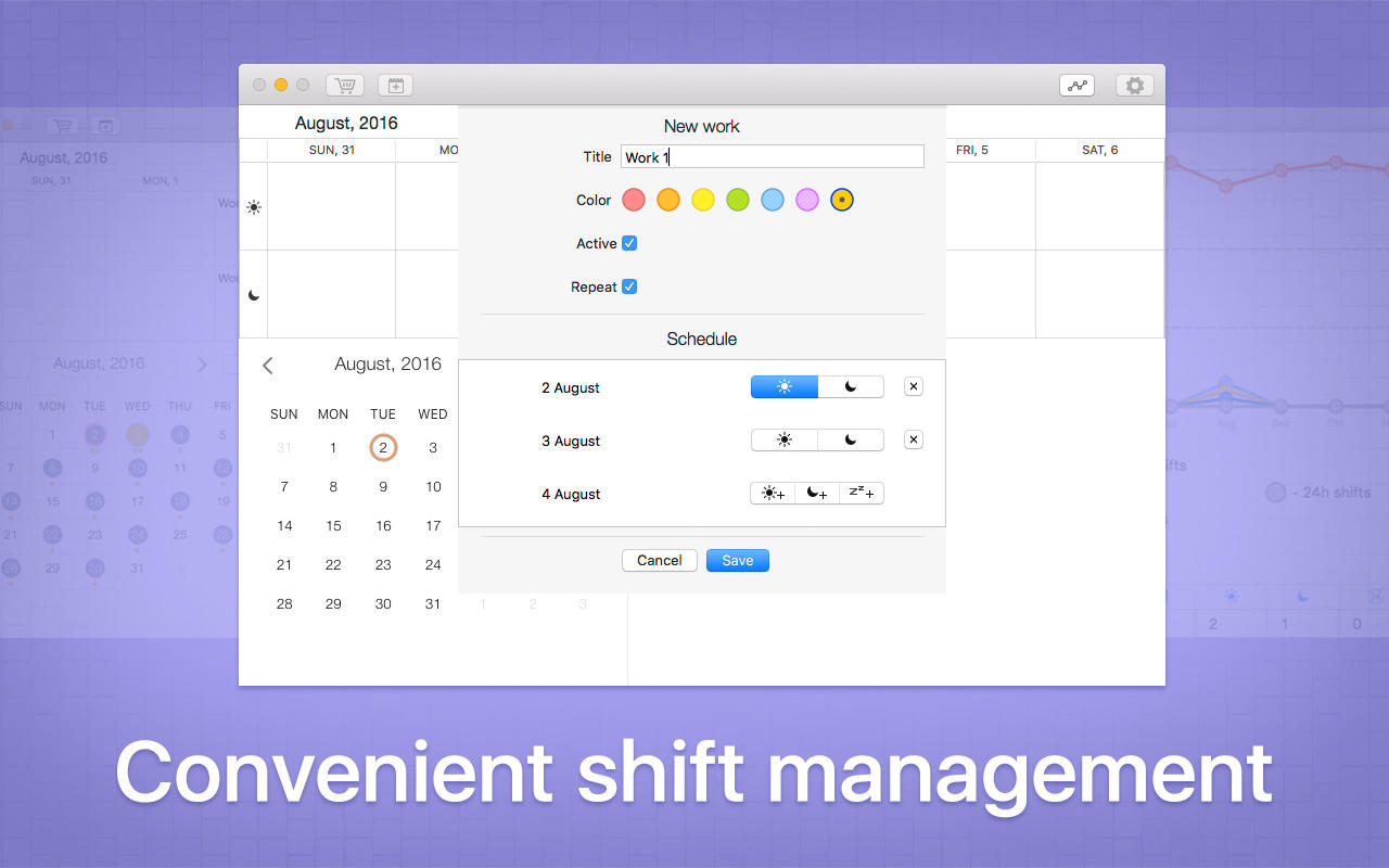 My Work Schedule - Shift Management 1.0 : Main Window