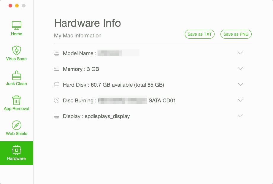 360 Total Security 1.1 : Hardware Info