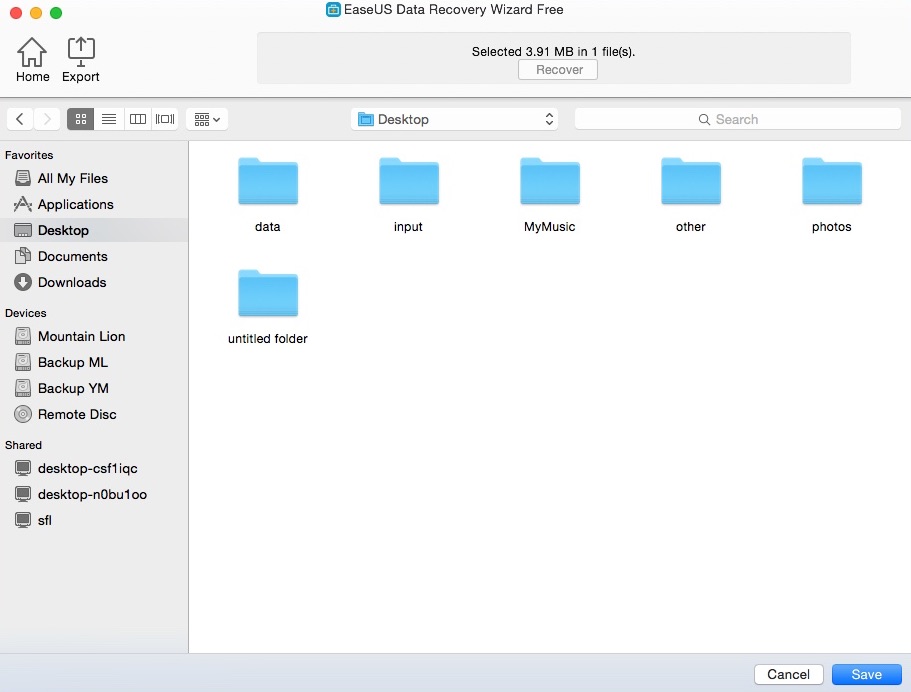 EaseUS Data Recovery Wizard 10.8 : Selecting Destination Folder For Restored Files