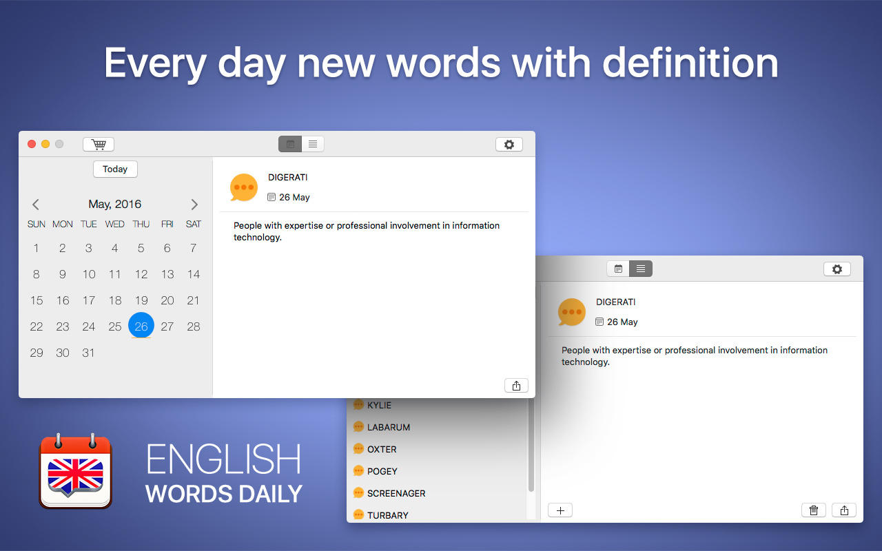 English Words Daily 1.0 : Main Window