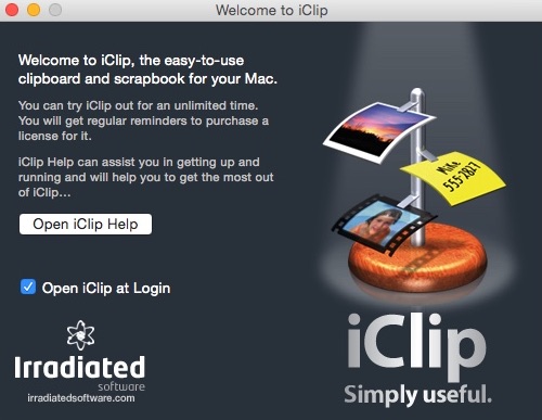 iClip 5.2 : Welcome Window