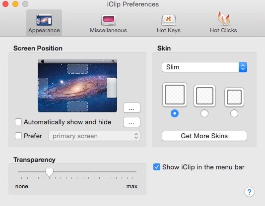 iClip 5.2 : Preferences Window