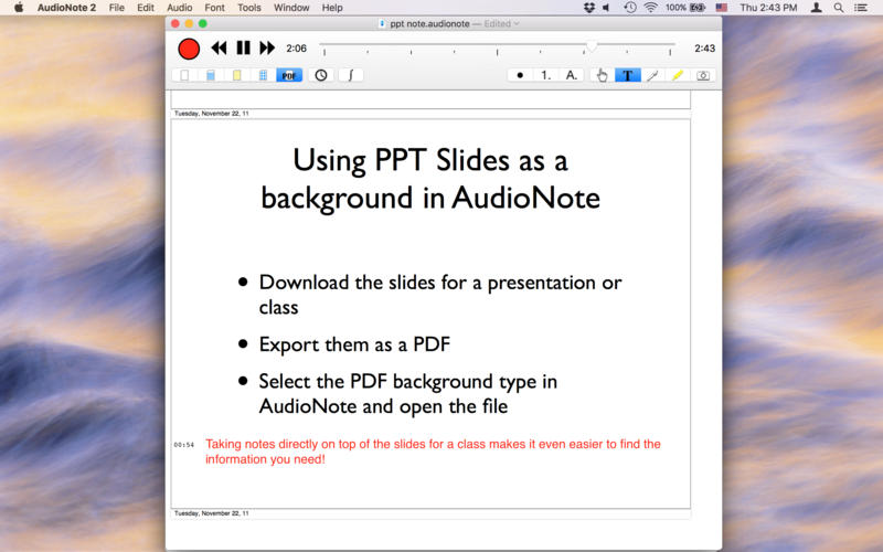 AudioNote 2 - Notepad and Voice Recorder 5.0 : Main window