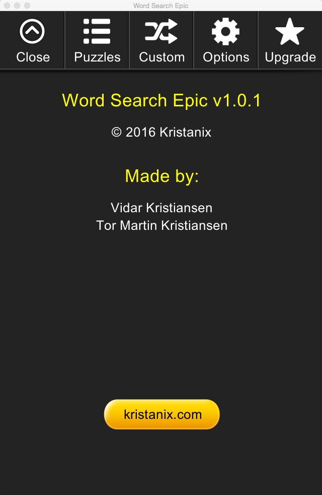 Word Search Epic 1.0 : Credits Window
