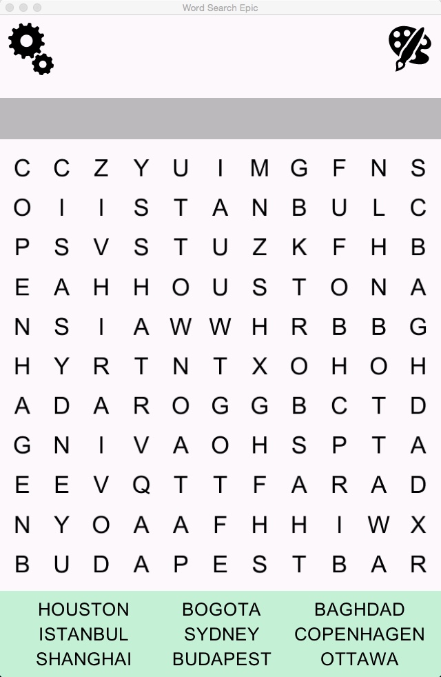 Word Search Epic 1.0 : Gameplay Window