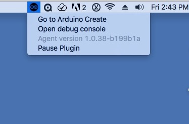 Arduino Create Agent 1.1 : Main window