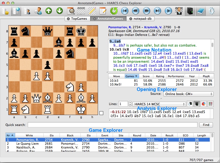 HIARCS Chess Explorer 1.9 : Main Screen
