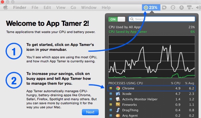 App Tamer 2.2 : Welcome Window