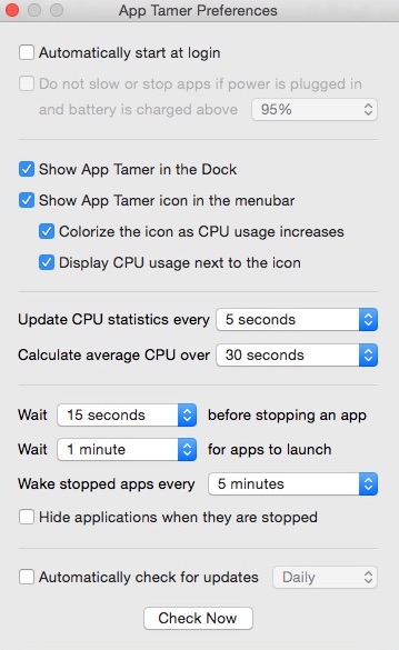 App Tamer 2.2 : Preferences Window